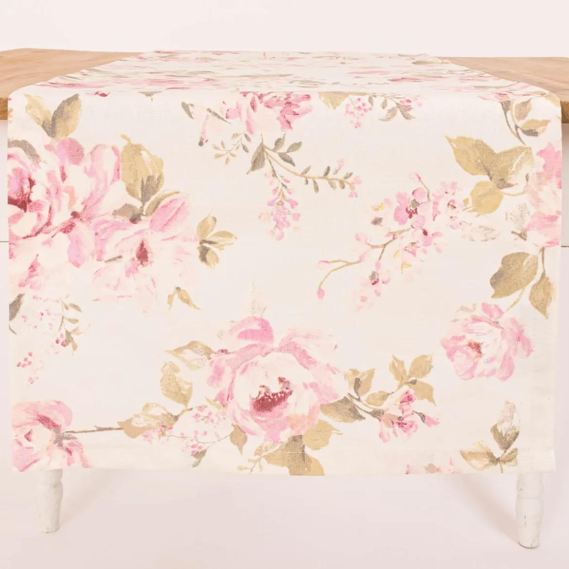 Tischläufer Classic Painted Rose Rosen ecru rosa 40x160cm von SCHÖNER LEBEN.