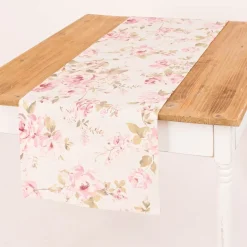 Tischläufer Classic Painted Rose Rosen ecru rosa 40x160cm von SCHÖNER LEBEN.