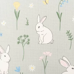 Tischläufer Cute Rabbit Garden Hasen Blumen mintgrün bunt 40x160cm von SCHÖNER LEBEN.