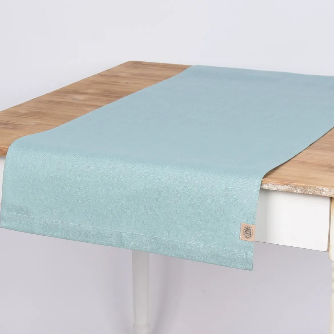 Tischläufer Erik aus 100% Leinen 1-lagig 47x150cm eisblau