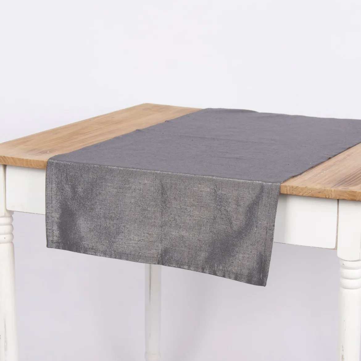 Tischläufer Glamour dunklgrau silberfarbig Lurex 45x150cm