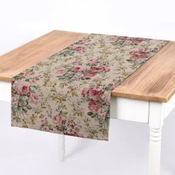 Tischläufer Juana Rosen Digitaldruck rosa 40x160cm von SCHÖNER LEBEN.