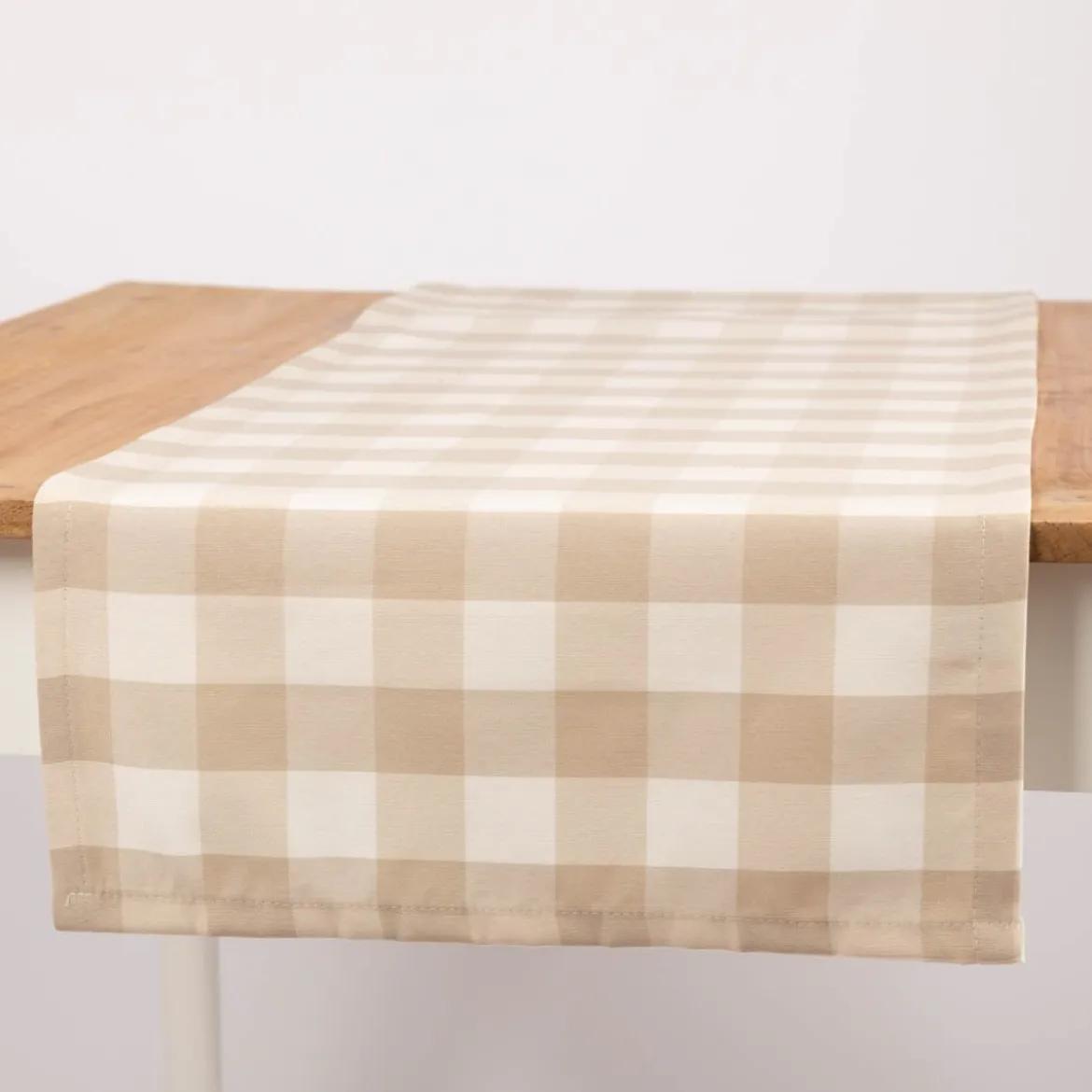 Tischläufer Karos beige weiß 40x160cm von SCHÖNER LEBEN.