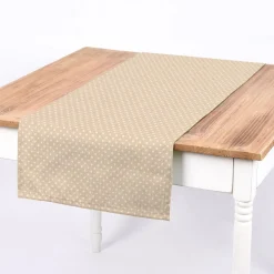 Tischläufer Leinenlook Basic Dot Pünktchen natur weiß 40x160cm von SCHÖNER LEBEN.