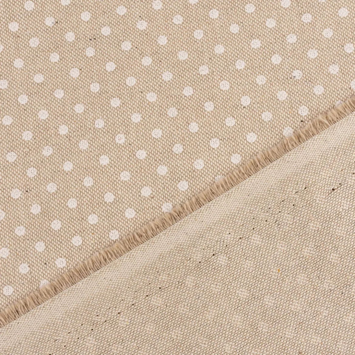 Tischläufer Leinenlook Basic Dot Pünktchen natur weiß 40x160cm von SCHÖNER LEBEN.
