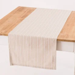 Tischläufer Leinenlook Basic Stripe Streifen natur weiß 40x160cm von SCHÖNER LEBEN.