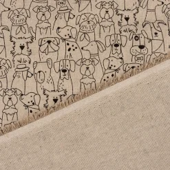 Tischläufer Leinenlook Dog Cartoon Line Hunde natur schwarz 40x160cm von SCHÖNER LEBEN.