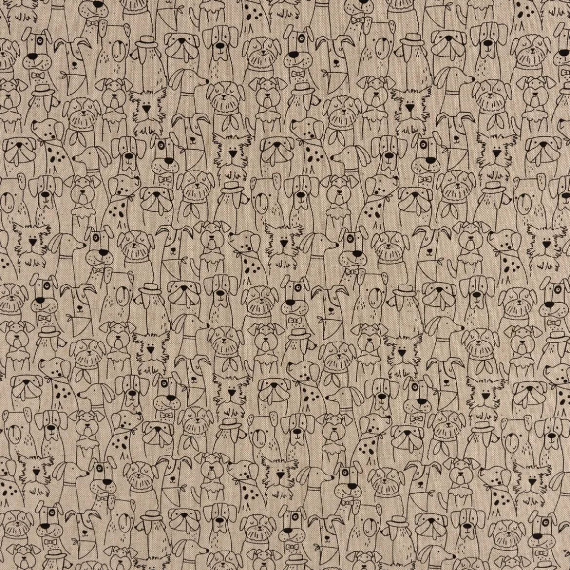 Tischläufer Leinenlook Dog Cartoon Line Hunde natur schwarz 40x160cm von SCHÖNER LEBEN.