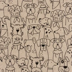 Tischläufer Leinenlook Dog Cartoon Line Hunde natur schwarz 40x160cm von SCHÖNER LEBEN.