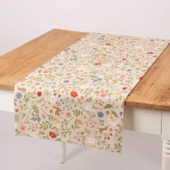 Tischläufer Leinenlook Floral Animal Garden natur bunt 40x160cm von SCHÖNER LEBEN.