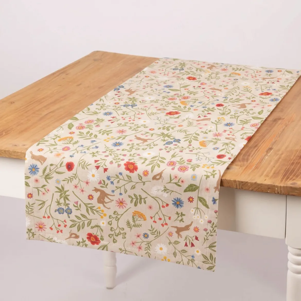 Tischläufer Leinenlook Floral Animal Garden natur bunt 40x160cm von SCHÖNER LEBEN.