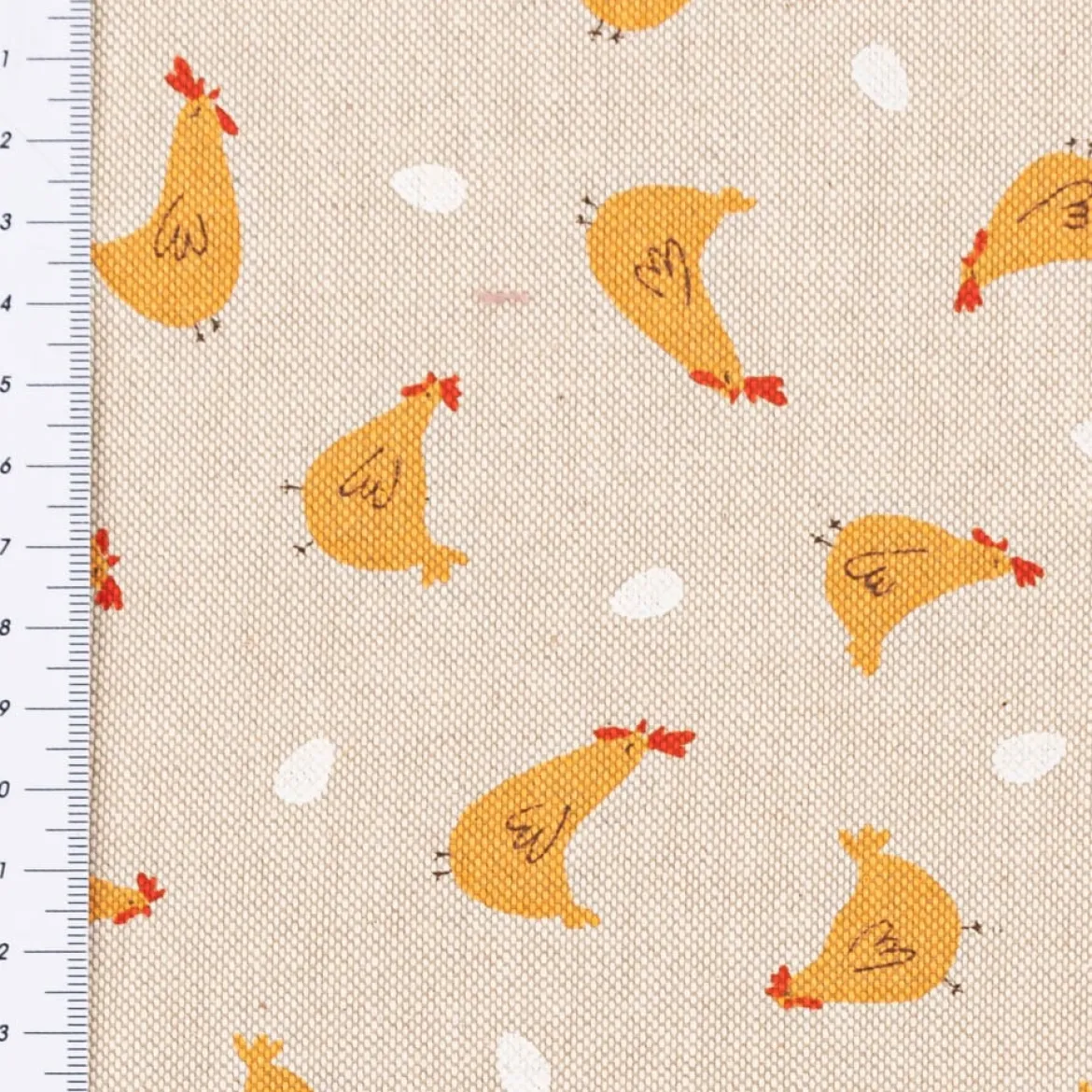 Tischläufer Leinenlook Little Happy Chicken natur gelb 40x160cm von SCHÖNER LEBEN.