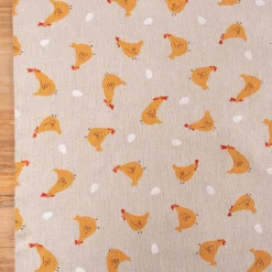 Tischläufer Leinenlook Little Happy Chicken natur gelb 40x160cm von SCHÖNER LEBEN.