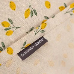 Tischläufer Leinenlook Little Citrus Fruits Mini Zitronen natur gelb 40x160cm von SCHÖNER LEBEN.