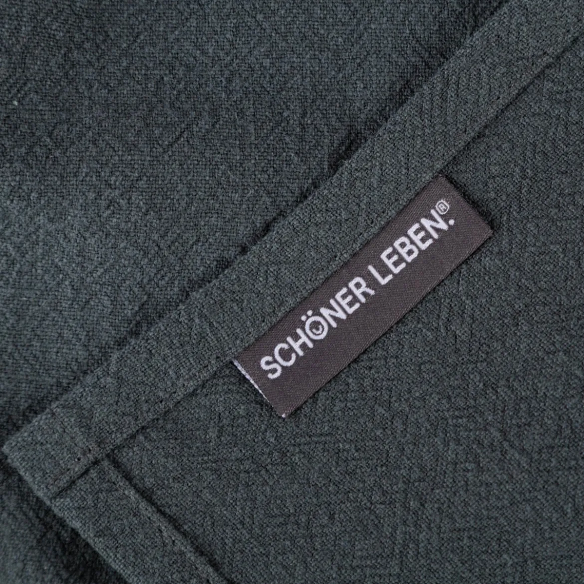 Tischläufer Leinen mit BW-Anteil einfarbig dunkelgrün 40x160cm von SCHÖNER LEBEN.