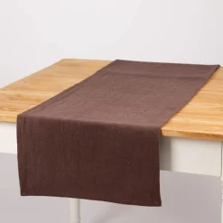 Tischläufer Leinen mit BW-Anteil einfarbig braun 40x160cm von SCHÖNER LEBEN.