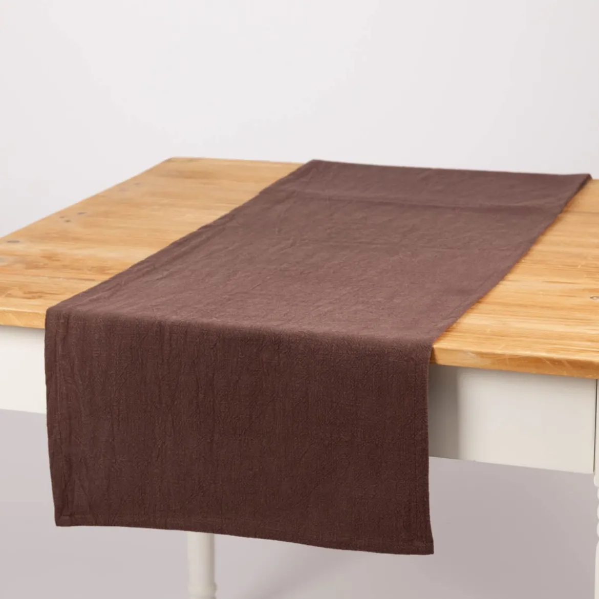 Tischläufer Leinen mit BW-Anteil einfarbig braun 40x160cm von SCHÖNER LEBEN.