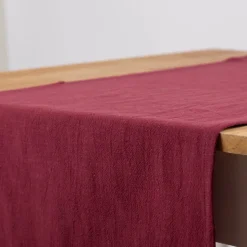 Tischläufer Leinen mit BW-Anteil einfarbig beere 40x160cm von SCHÖNER LEBEN.