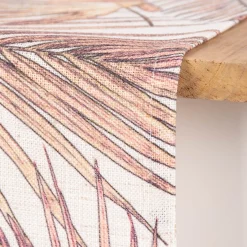 Tischläufer Leinenoptik Palmenblätter beige orange gelb 45x150cm