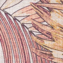 Tischläufer Leinenoptik Palmenblätter beige orange gelb 45x150cm