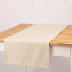 Tischläufer Outdoor Olefina mit Fleckschutz uni Struktur wollweiß 40x160cm von SCHÖNER LEBEN.