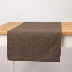 Tischläufer Outdoor Olefina mit Fleckschutz uni Struktur braun meliert 40x160cm von SCHÖNER LEBEN.