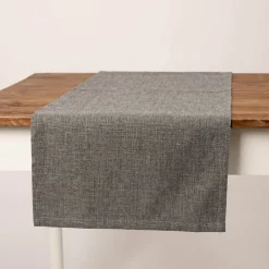 Tischläufer Outdoor Olefina mit Fleckschutz uni Struktur braun türkis meliert 40x160cm von SCHÖNER LEBEN.