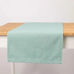 Tischläufer Outdoor Olefina mit Fleckschutz uni Struktur mintgrün meliert 40x160cm von SCHÖNER LEBEN.