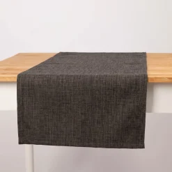 Tischläufer Outdoor Olefina mit Fleckschutz uni Struktur dunkelgrau-braun meliert 40x160cm von SCHÖNER LEBEN.