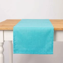 Tischläufer Outdoor Olefina mit Fleckschutz uni Struktur aqua blau 40x160cm von SCHÖNER LEBEN.