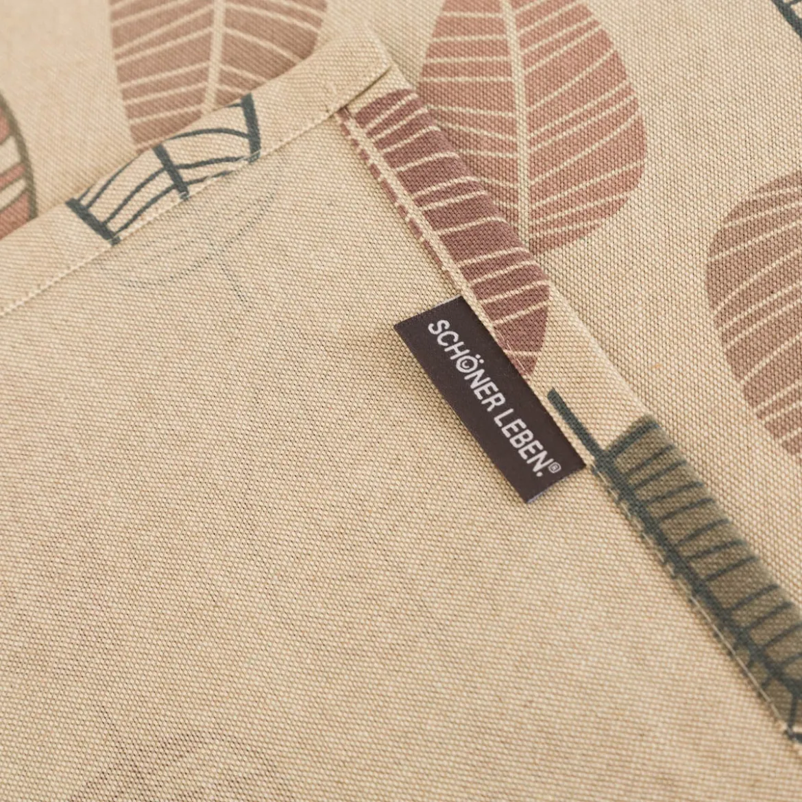 Tischläufer Scandi Retro Leaves Blätter natur rosa 40x160cm von SCHÖNER LEBEN.