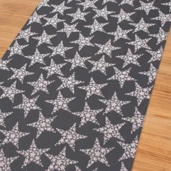 Tischläufer Stars Sterne Foliendruck dunkelgrau silberfarbig 42x150cm