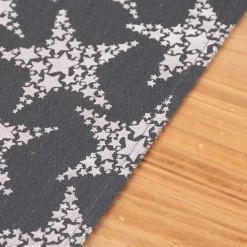 Tischläufer Stars Sterne Foliendruck dunkelgrau silberfarbig 42x150cm