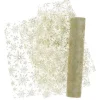 Tischläufer Tischband Organza mit glitzernden Kristallen weiß goldfarbig 28x300m