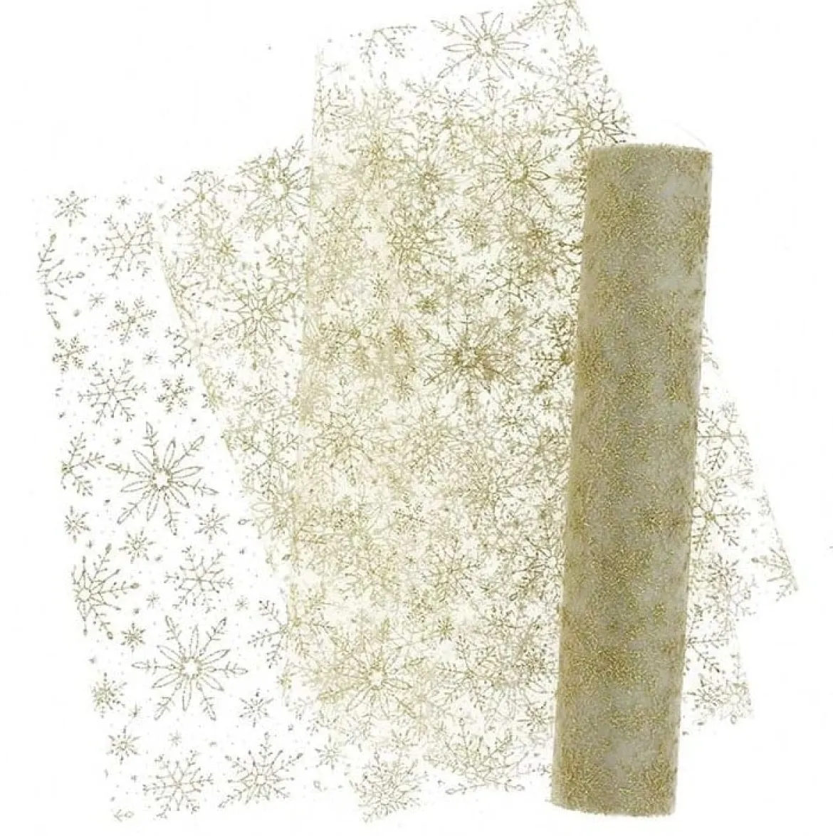 Tischläufer Tischband Organza mit glitzernden Kristallen weiß goldfarbig 28x300m