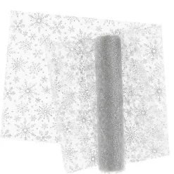 Tischläufer Tischband Organza mit glitzernden Kristallen weiß silberfarbig 28x300m