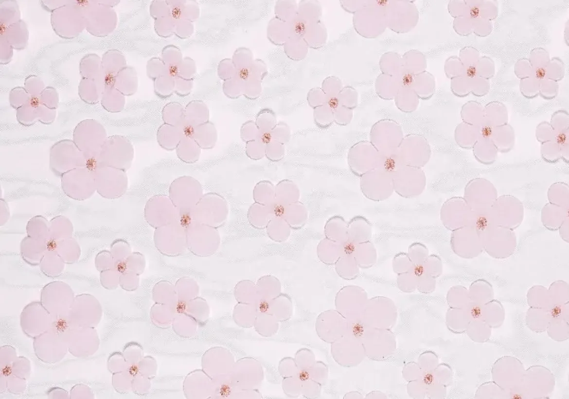 Tischläufer Tischband Tüll mit 3D Blüten rosa 0,26x5m