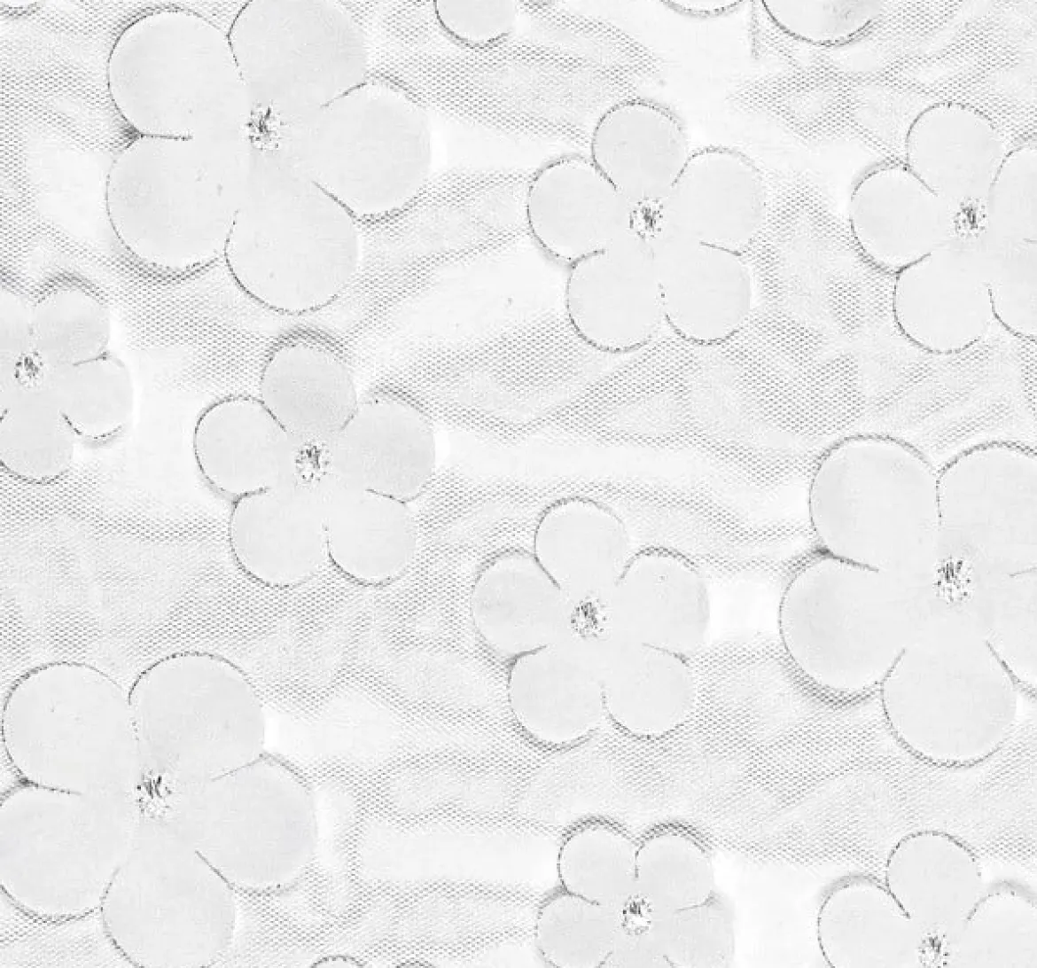 Tischläufer Tischband Tüll mit 3D Blüten weiß 0,26x5m