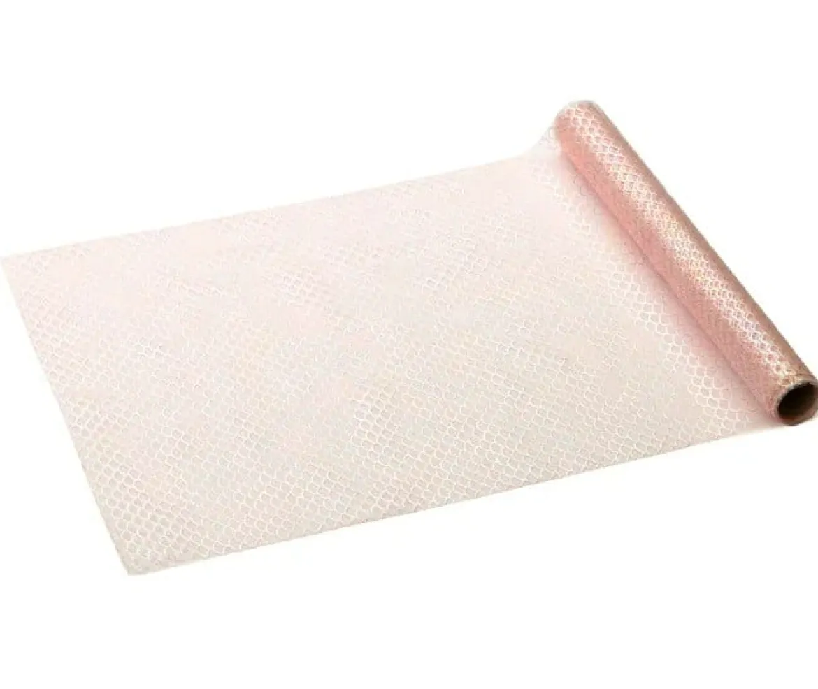 Tischläufer Tüllband rosa mit Glitzer-Schuppenmuster 0,32x3m