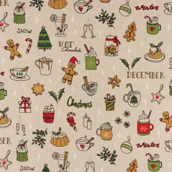 Tischläufer Weihnachten Christmas Doodle Weihnachtsmotive natur bunt 40x160cm von SCHÖNER LEBEN.
