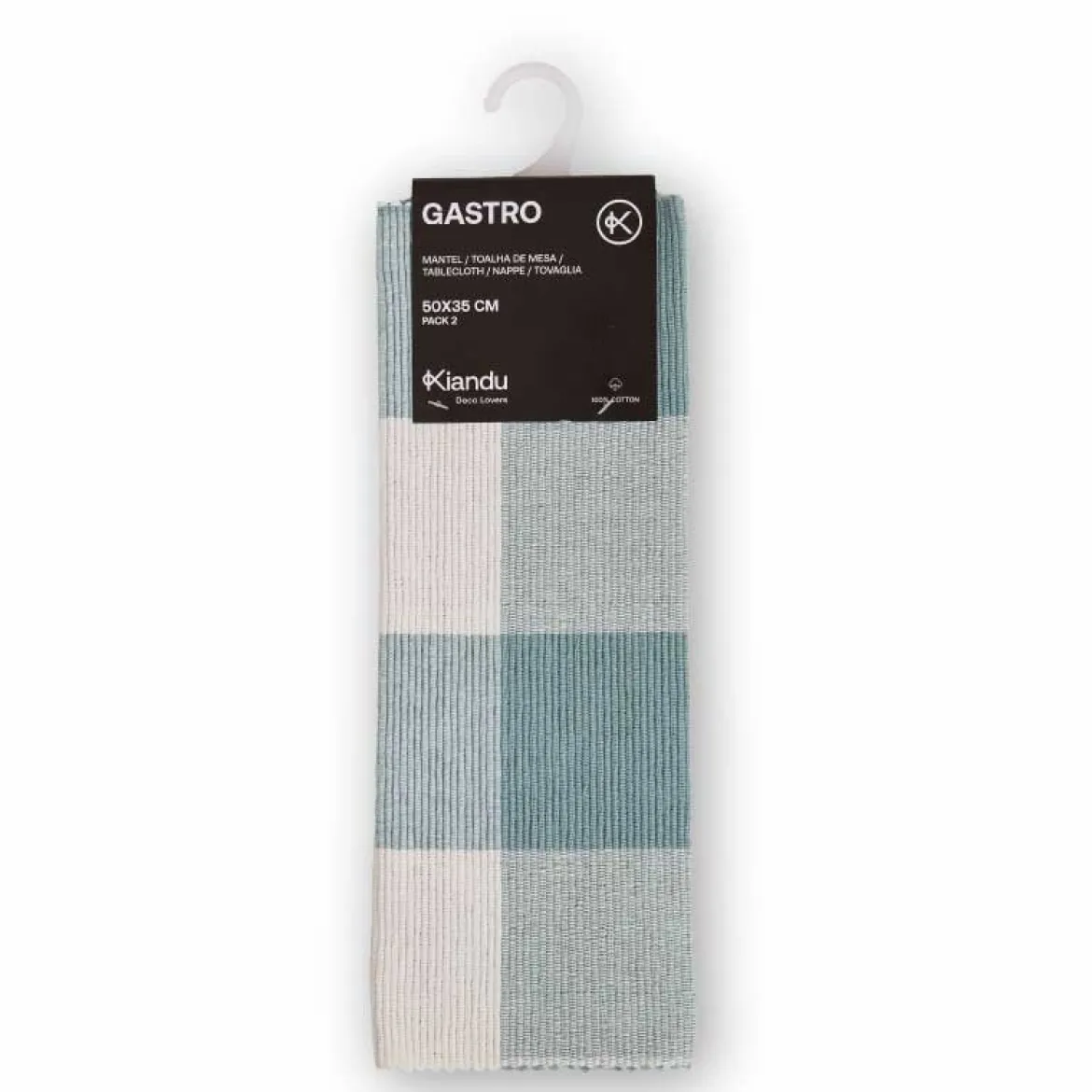 Tischset Gastro aus Baumwolle Rib Karos blau beige 35x50cm 2er Set