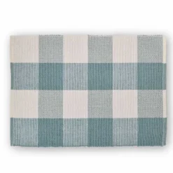 Tischset Gastro aus Baumwolle Rib Karos blau beige 35x50cm 2er Set