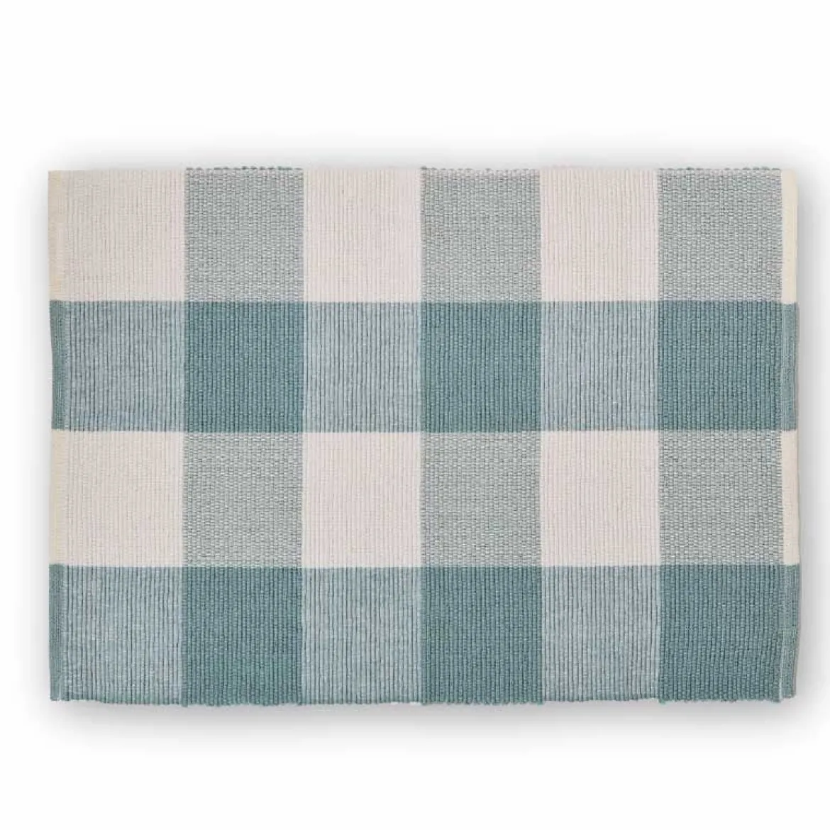 Tischset Gastro aus Baumwolle Rib Karos blau beige 35x50cm 2er Set