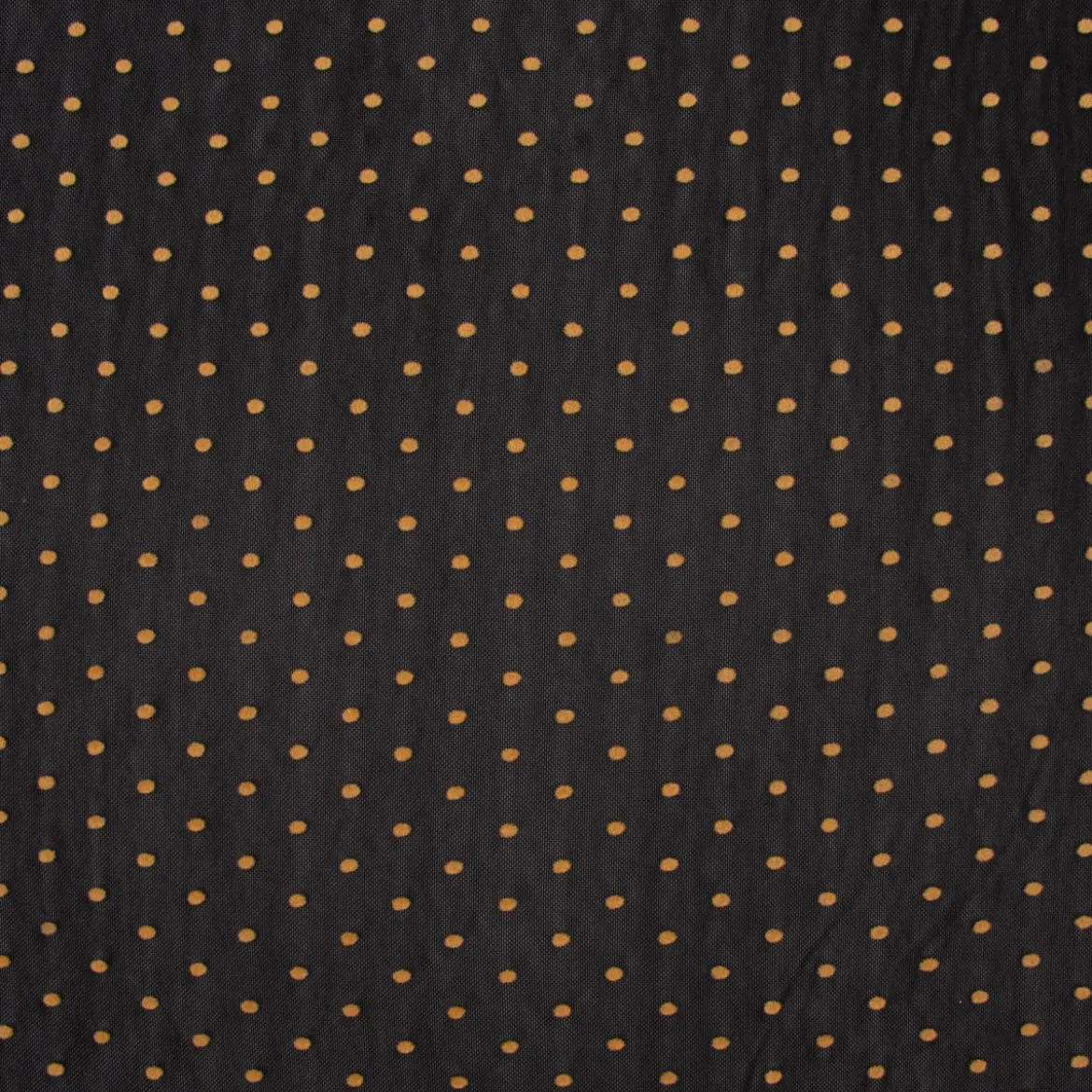 Tüll Mesh Stretch extraweich mit Flock Punkte schwarz ocker 1,4m Breite