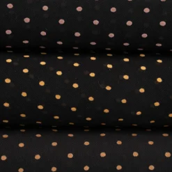 Tüll Mesh Stretch extraweich mit Flock Punkte schwarz ocker 1,4m Breite