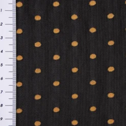 Tüll Mesh Stretch extraweich mit Flock Punkte schwarz ocker 1,4m Breite