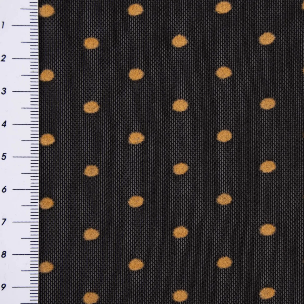 Tüll Mesh Stretch extraweich mit Flock Punkte schwarz ocker 1,4m Breite