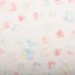 Tüllstoff 3D Blüten mit Perlen weiß hellblau rosa gelb 1,4m Breite