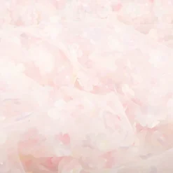 Tüllstoff 3D Blüten mit Perlen weiß rosa flieder gelb 1,4m Breite
