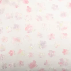 Tüllstoff 3D Blüten mit Perlen weiß rosa flieder gelb 1,4m Breite